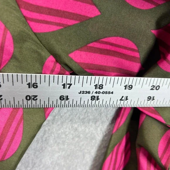 J. Marie Dress Womens Small Pink Olive Green Leaf Print Ruffle Mini Belted EUC - Picture 8 of 9